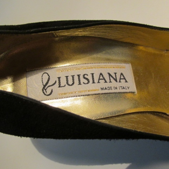 Vintage Black Leather Suede Pumps with Rhinestone Application, Size 36.5 - Picture 8 of 10